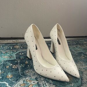 Nine West White Studded Heels